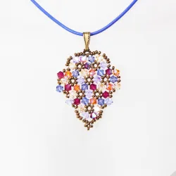 Pendant 40cm - Terence Grapes-Lavender Leather - Pendant 40cm - Laiton bronze
